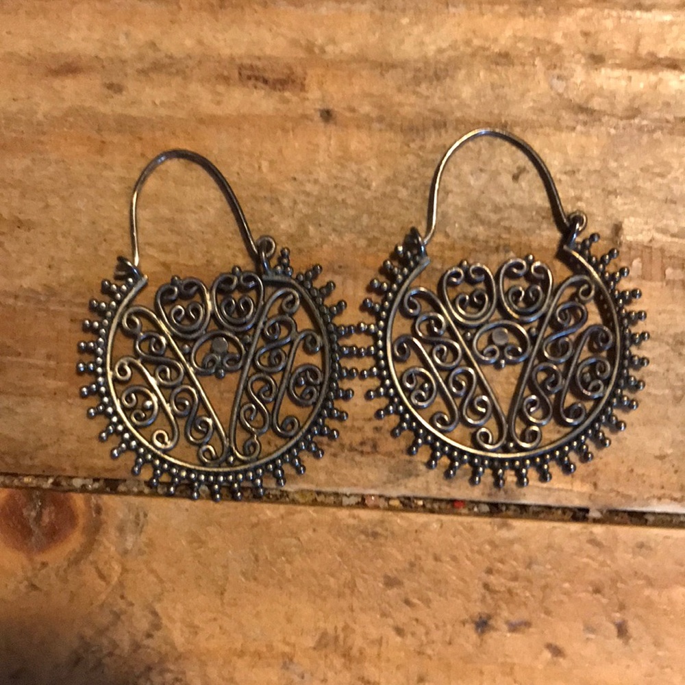Sterling Silver filigree hoop earrings